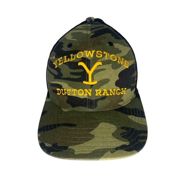 Yellowstone Dutton Ranch Trucker Adjustable Snapback Mesh-Back  Camo Hat - Picture 1 of 12